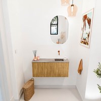 JOYA-DLUX 90cm mobile lavabo colore Oak. Lavabo FAYE posizione Destra senza foro per il rubinetto colore Oza.-2