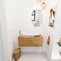 JOYA-DLUX 100cm toiletmeubel kleur Oak. Wastafel FAYE positie Rechts 1 kraangat kleur Oza.-2