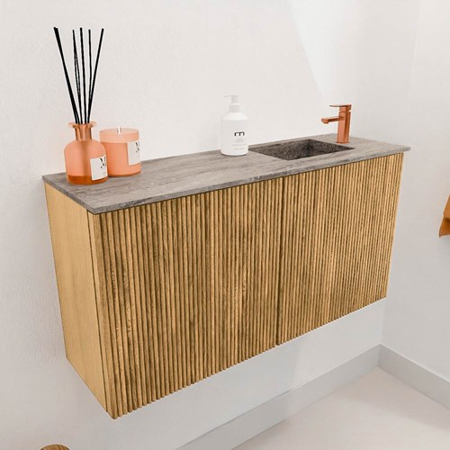 JOYA-DLUX 80cm mobile lavabo colore Oak. Lavabo FAYE posizione Destra 1 foro per rubinetto colore Oza.-3