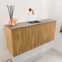 JOYA-DLUX 90cm toiletmeubel kleur Oak. Wastafel FAYE positie Midden Zonder kraangat kleur Oza.-3