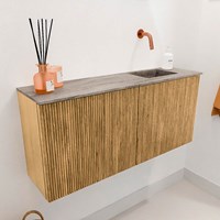 JOYA-DLUX 90cm mobile lavabo colore Oak. Lavabo FAYE posizione Destra senza foro per il rubinetto colore Oza.-3