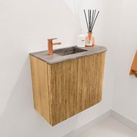 JOYA-DLUX 51,6cm cloakroom vanity set curve right color Oak. Vanity top FAYE position Left 1 tab hole color Oza.-3