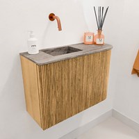 JOYA-DLUX 61,6cm mobile lavabo colore curva destra Oak. Lavabo FAYE posizione Sinistra senza foro per il rubinetto colore Oza.-3