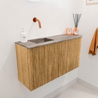 JOYA-DLUX 81,6cm WC-möbel kurve rechts farbe Oak. Einbauwaschbecken FAYE position Links kein hahnloch farbe Oza.-3