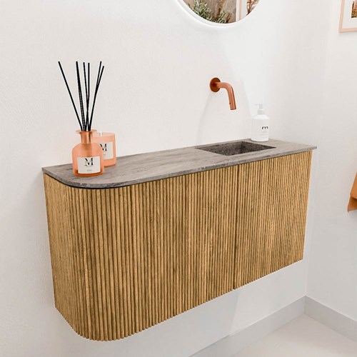 JOYA-DLUX 81,6cm WC-möbel kurve links farbe Oak. Einbauwaschbecken FAYE position Rechts kein hahnloch farbe Oza.-3
