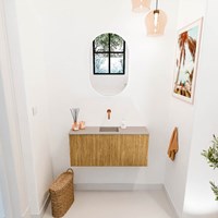 JOYA-DLUX 90cm mobile lavabo colore Oak. Lavabo FAYE posizione Centro senza foro per il rubinetto colore Saba.-2
