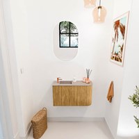 JOYA-DLUX 71,6cm toiletmeubel ronding rechts kleur Oak. Wastafel FAYE positie Links 1 kraangat kleur Saba.-2