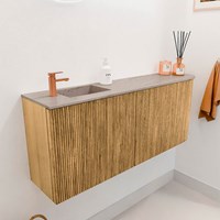 JOYA-DLUX 101,6cm toiletmeubel ronding rechts kleur Oak. Wastafel FAYE positie Links 1 kraangat kleur Saba.-3