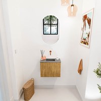 JOYA-DLUX 50cm WC-möbel farbe Oak. Einbauwaschbecken FAYE position Mittig kein hahnloch farbe Sombra.-2
