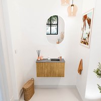 JOYA-DLUX 70cm toiletmeubel kleur Oak. Wastafel FAYE positie Rechts 1 kraangat kleur Sombra.-2