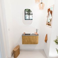JOYA-DLUX 71,6cm mobile lavabo colore curva destra Oak. Lavabo FAYE posizione Sinistra 1 foro per rubinetto colore Sombra.-2