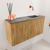 JOYA-DLUX 80cm WC-möbel farbe Oak. Einbauwaschbecken FAYE position Rechts kein hahnloch farbe Sombra.-3