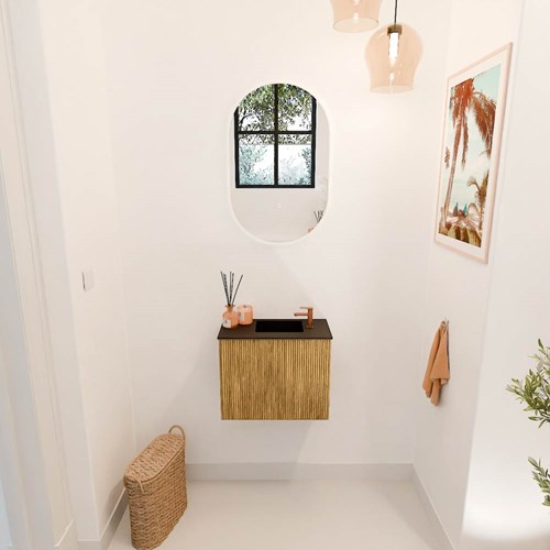 JOYA 50cm mobile lavabo colore Oak. Lavabo FAYE posizione Destra 1 foro per rubinetto colore Urban.-2