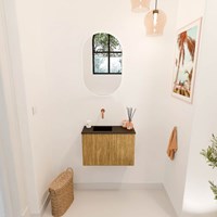 JOYA 60cm mobile lavabo colore Oak. Lavabo FAYE posizione Sinistra senza foro per il rubinetto colore Urban.-2