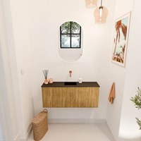 JOYA 100cm mueble fondo reducido color Oak. Lavabo FAYE posición Centro sin orificio color Urban.-2