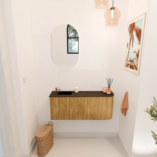 JOYA 101,6cm WC-möbel kurve rechts farbe Oak. Einbauwaschbecken FAYE position Links 1 hahnloch farbe Urban.-2