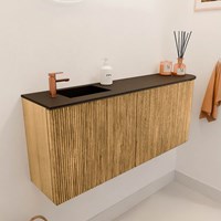 JOYA 101,6cm WC-möbel kurve rechts farbe Oak. Einbauwaschbecken FAYE position Links 1 hahnloch farbe Urban.-3