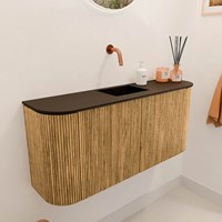 JOYA 93,2cm toiletmeubel ronding links + rechts kleur Oak. Wastafel FAYE positie Midden Zonder kraangat kleur Urban.-3