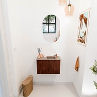 JOYA-DLUX 60cm meuble lave-main couleur Ruby. Lavabo FAYE position Droite 1 trou pour robinetter couleur Arena.-2