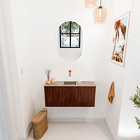 JOYA-DLUX 90cm WC-möbel farbe Ruby. Einbauwaschbecken FAYE position Mittig kein hahnloch farbe Arena.-2