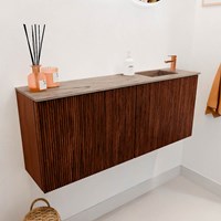 JOYA-DLUX 100cm meuble lave-main couleur Ruby. Lavabo FAYE position Droite 1 trou pour robinetter couleur Arena.-3