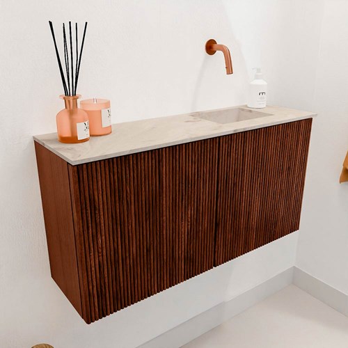 JOYA-DLUX 80cm WC-möbel farbe Ruby. Einbauwaschbecken FAYE position Rechts kein hahnloch farbe Frappe.-3