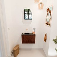 JOYA-DLUX 60cm cloakroom vanity set color Ruby. Vanity top FAYE position Left without tab hole color Lava.-2