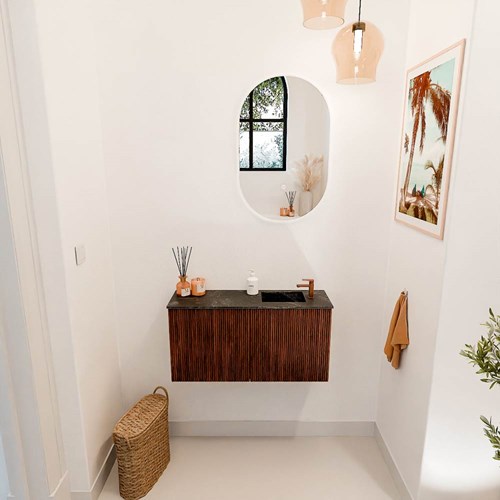 JOYA-DLUX 80cm mobile lavabo colore Ruby. Lavabo FAYE posizione Destra 1 foro per rubinetto colore Lava.-2