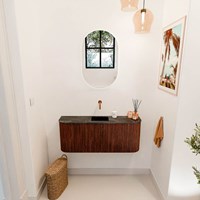 JOYA-DLUX 103,2cm toiletmeubel ronding links + rechts kleur Ruby. Wastafel FAYE positie Midden Zonder kraangat kleur Lava.-2
