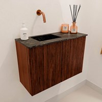 JOYA-DLUX 60cm cloakroom vanity set color Ruby. Vanity top FAYE position Left without tab hole color Lava.-3