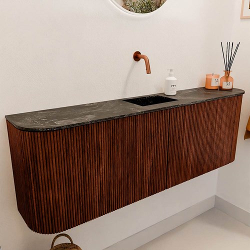 JOYA-DLUX 123,2cm toiletmeubel ronding links + rechts kleur Ruby. Wastafel FAYE positie Midden Zonder kraangat kleur Lava.-3