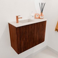 JOYA-DLUX 61,6cm cloakroom vanity set curve right color Ruby. Vanity top FAYE position Left 1 tab hole color Meli.-3