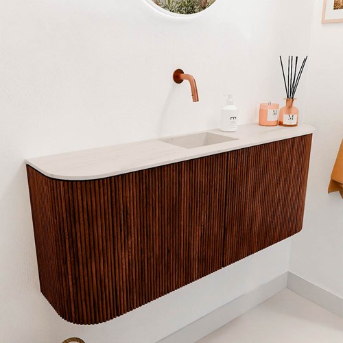 JOYA-DLUX 103,2cm toiletmeubel ronding links + rechts kleur Ruby. Wastafel FAYE positie Midden Zonder kraangat kleur Meli.-3