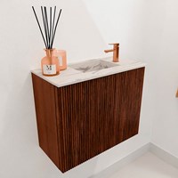 JOYA-DLUX 50cm toiletmeubel kleur Ruby. Wastafel FAYE positie Rechts 1 kraangat kleur Nata.-3