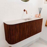 JOYA-DLUX 103,2cm cloakroom vanity set curve left + right color Ruby. Vanity top FAYE position Center without tab hole color Nata.-3