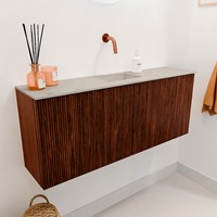 JOYA-DLUX 100cm mobile lavabo colore Ruby. Lavabo FAYE posizione Centro senza foro per il rubinetto colore Opalo.-3