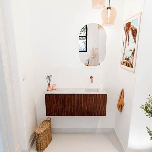 JOYA-DLUX 100cm WC-möbel farbe Ruby. Einbauwaschbecken FAYE position Rechts kein hahnloch farbe Ostra.-2