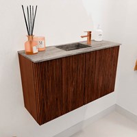 JOYA-DLUX 70cm meuble lave-main couleur Ruby. Lavabo FAYE position Centrée 1 trou pour robinetter couleur Oza.-3