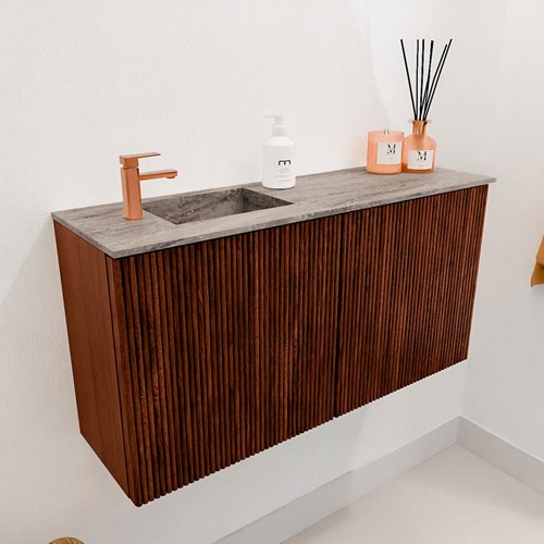 JOYA-DLUX 80cm mobile lavabo colore Ruby. Lavabo FAYE posizione Sinistra 1 foro per rubinetto colore Oza.-3