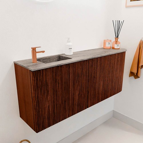 JOYA-DLUX 101,6cm mobile lavabo colore curva destra Ruby. Lavabo FAYE posizione Sinistra 1 foro per rubinetto colore Oza.-3