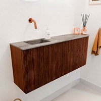 JOYA-DLUX 101,6cm mobile lavabo colore curva destra Ruby. Lavabo FAYE posizione Sinistra senza foro per il rubinetto colore Oza.-3