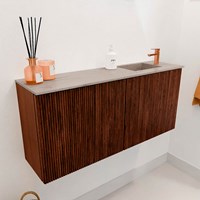 JOYA-DLUX 90cm cloakroom vanity set color Ruby. Vanity top FAYE position Right 1 tab hole color Saba.-3