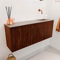 JOYA-DLUX 100cm meuble lave-main couleur Ruby. Lavabo FAYE position Droite sans trou pour robinet couleur Saba.-3