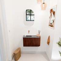 JOYA-DLUX 71,6cm toiletmeubel ronding rechts kleur Ruby. Wastafel FAYE positie Links Zonder kraangat kleur Sombra.-2