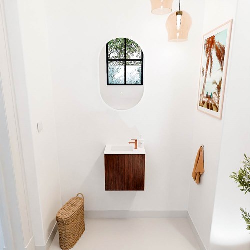JOYA 40cm mobile lavabo colore Ruby. Lavabo FAYE posizione Sinistra 1 foro per rubinetto colore Talc.-2
