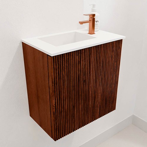JOYA 40cm mobile lavabo colore Ruby. Lavabo FAYE posizione Sinistra 1 foro per rubinetto colore Talc.-3
