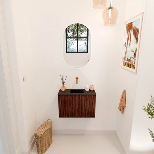 JOYA 60cm mobile lavabo colore Ruby. Lavabo FAYE posizione Centro senza foro per il rubinetto colore Urban.-2