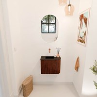 JOYA 51,6cm mobile lavabo colore curva destra Ruby. Lavabo FAYE posizione Sinistra senza foro per il rubinetto colore Urban.-2