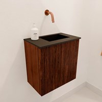 JOYA 40cm meuble lave-main couleur Ruby. Lavabo FAYE position Droite sans trou pour robinet couleur Urban.-3