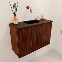 JOYA 60cm mueble fondo reducido color Ruby. Lavabo FAYE posición Centro sin orificio color Urban.-3